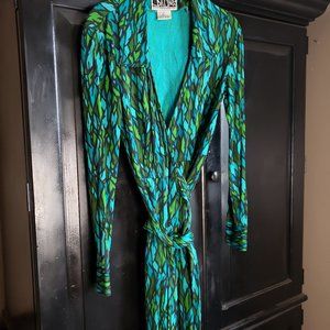 Diane Von Furstenberg Silk Wrap Dress 1990's Silk Jersey Abstract Print Vintage